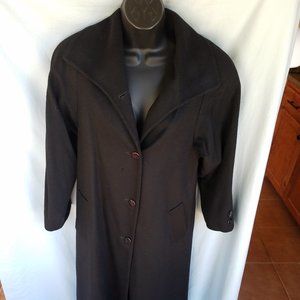 Vintage Loring Women's Long Black Wool Coat